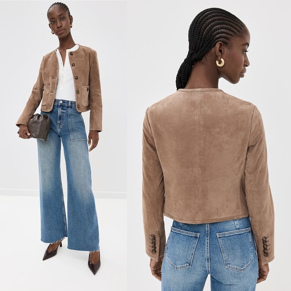 Veronica Beard Andrea Suede Lambskin Leather Jacket Bark Brown NEW with tags - Picture 10 of 10